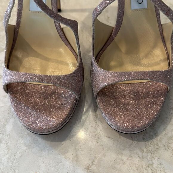 NEW Jimmy Choo Ballet Pink Shimmer Strappy High Heel Stiletto Sandals Size 40 EU - Picture 9 of 16